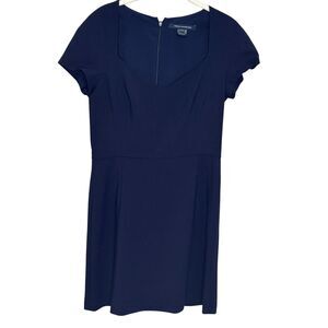 French Connection Dress Medium Whisper Navy Blue Short Sleeve Work Office Career